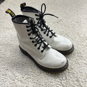 Doc Dr Marten White Patent Leather Boots Womens 7